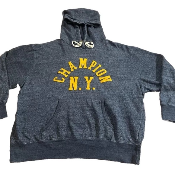 Champion New York NY Blue Heather Sweatshirt Hoodie Men's Size EUC EXTRA LARGE - Picture 1 of 4